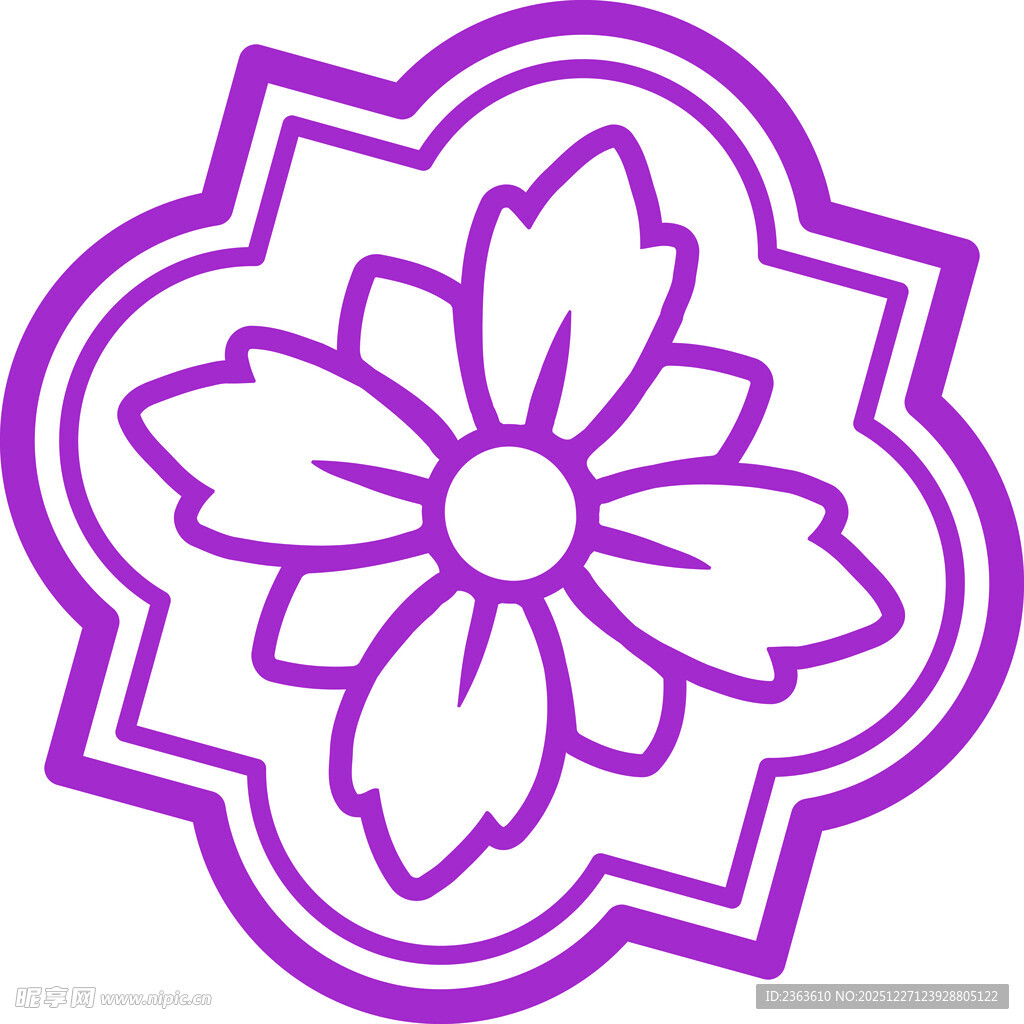 紫色花朵轮廓装饰图案