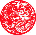 圆形龙纹剪纸艺术