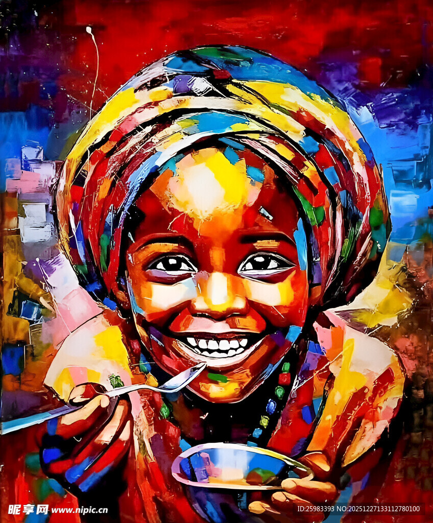 非洲女孩油画