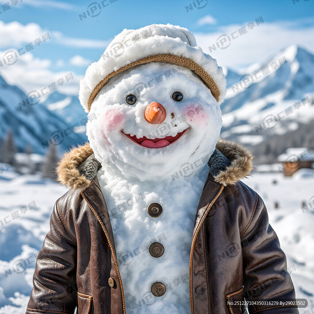 可爱的雪人 穿着皮革