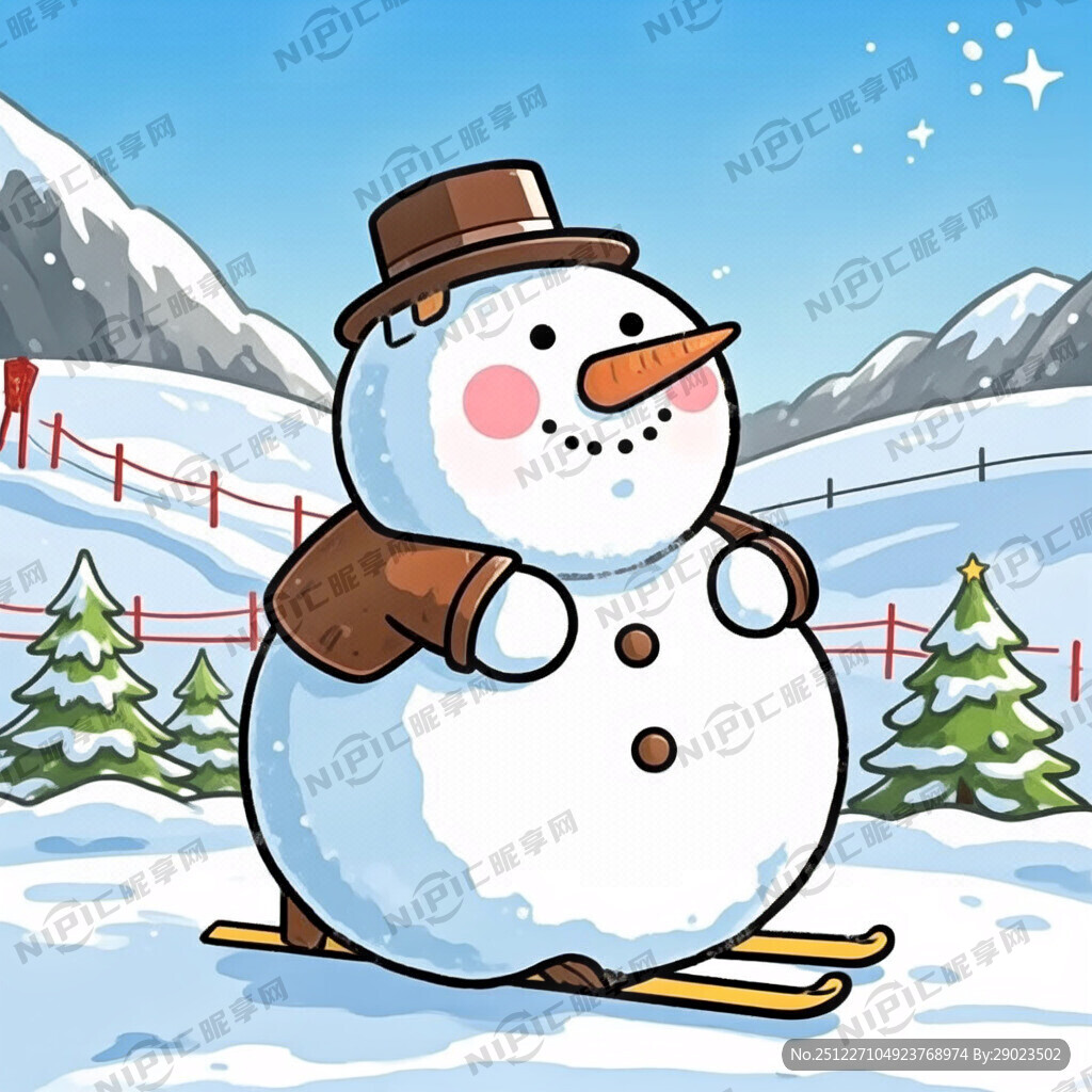 可爱的卡通雪人 没有脚 特别大