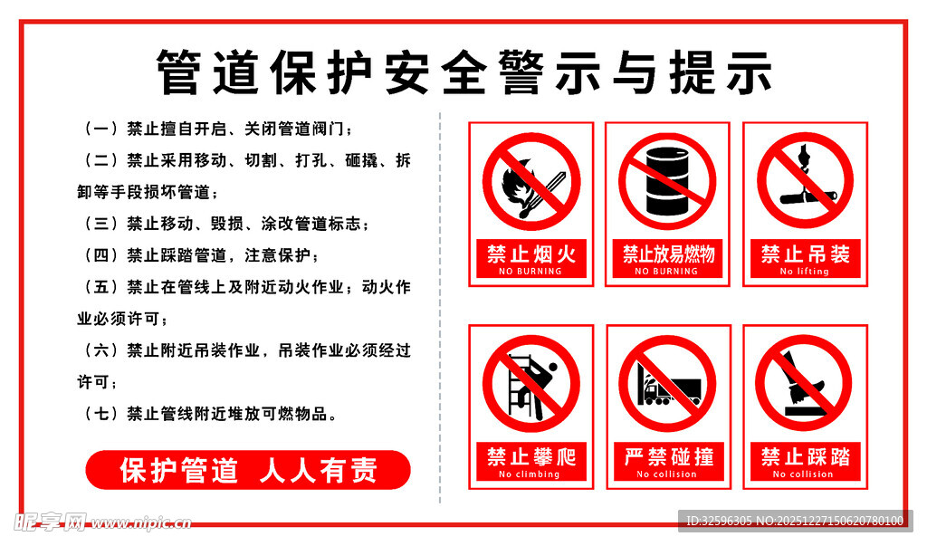 管道保护安全警示与提示