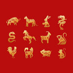 金色十二生肖图标排列