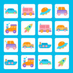 多彩卡通交通工具图标集