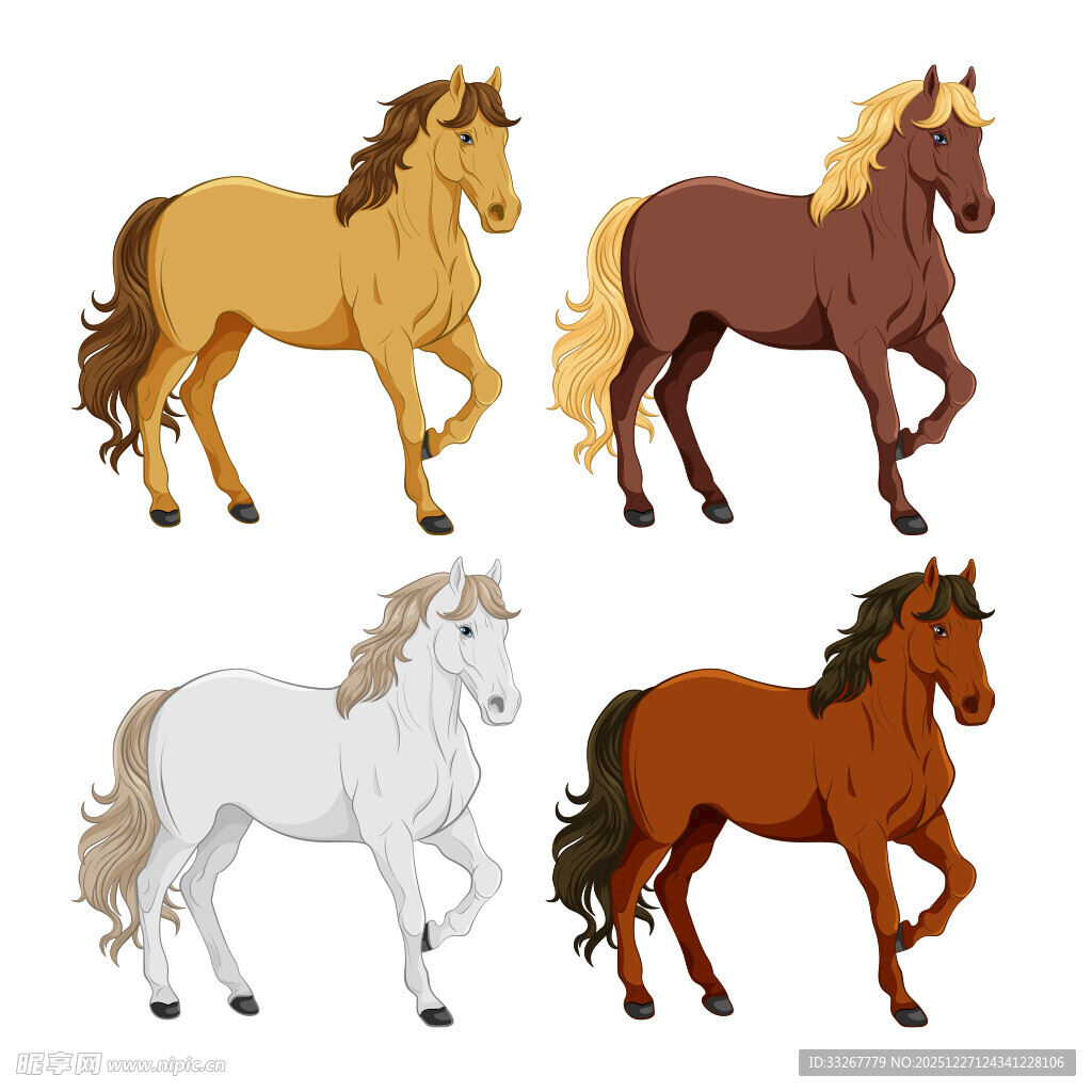 四匹奔跑的骏马