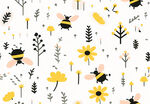 蜜蜂花卉简约图案设计