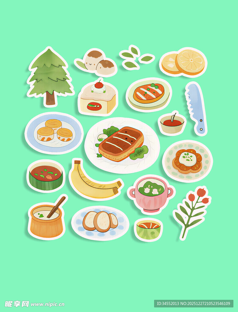 多彩美食贴纸 