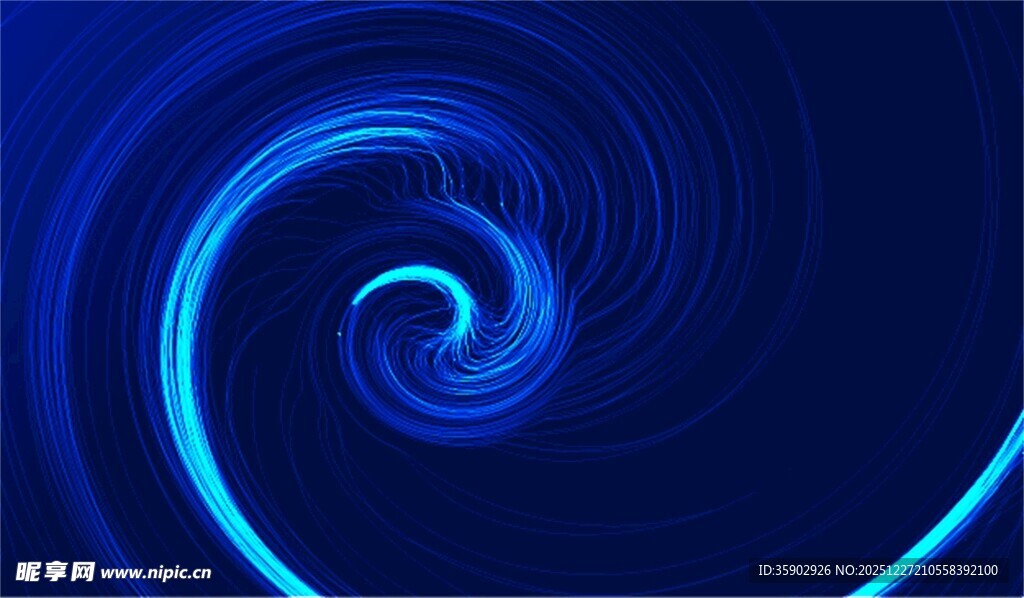 蓝色螺旋线条抽象背景图