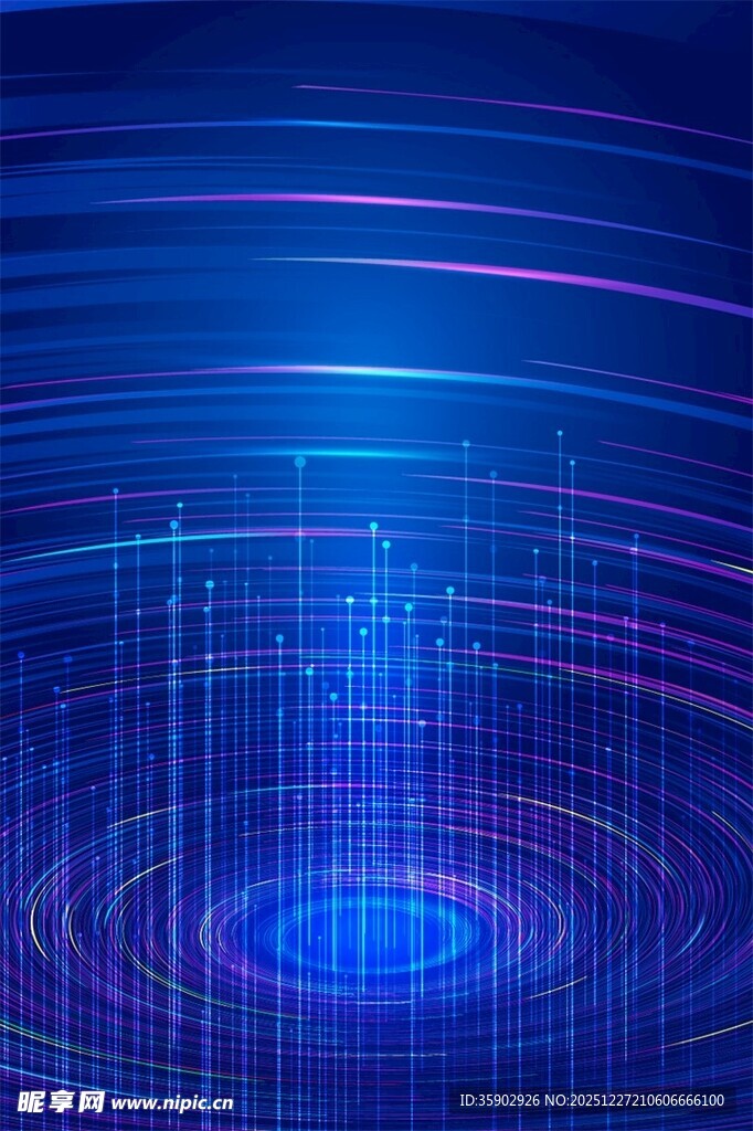 蓝色科技感线条旋涡背景