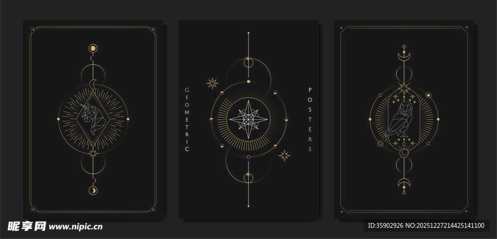 黑金风格神秘图案卡片