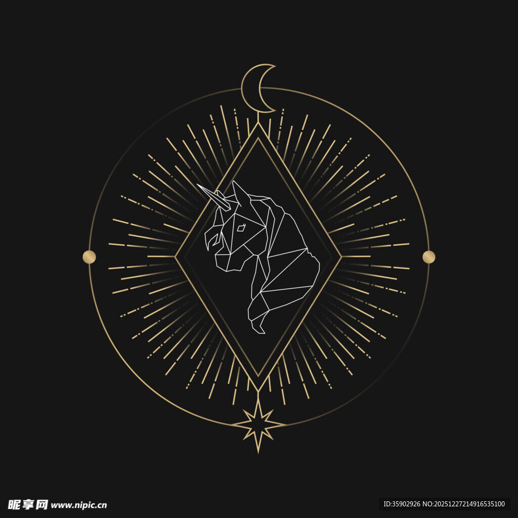 神秘猫头几何线条装饰图案