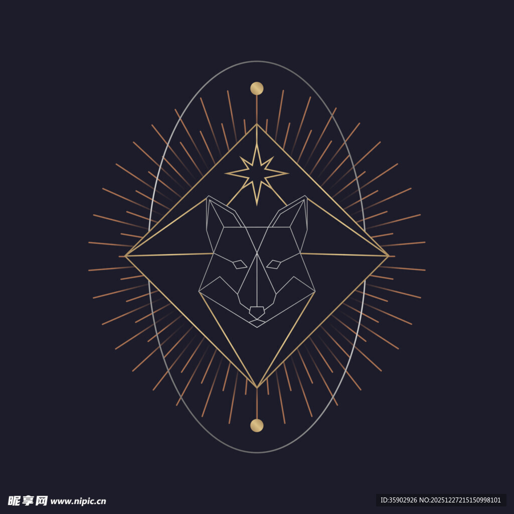 神秘几何线条构成的抽象图案