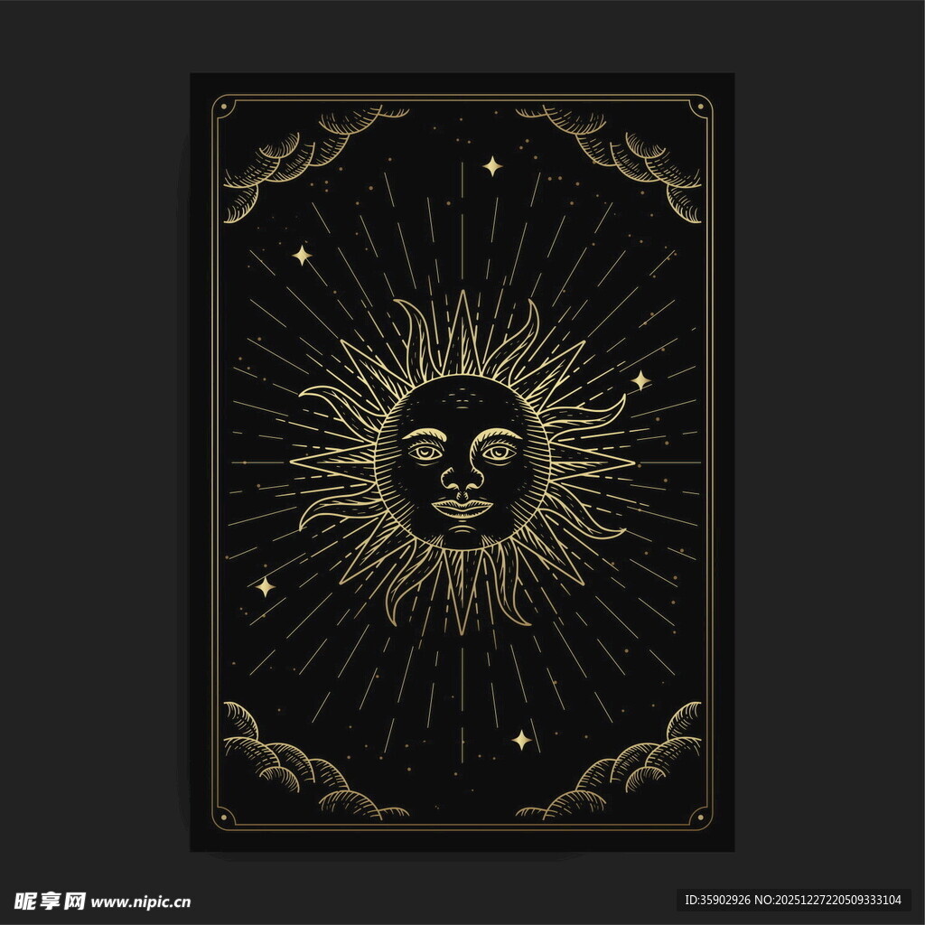 神秘太阳塔罗牌图案