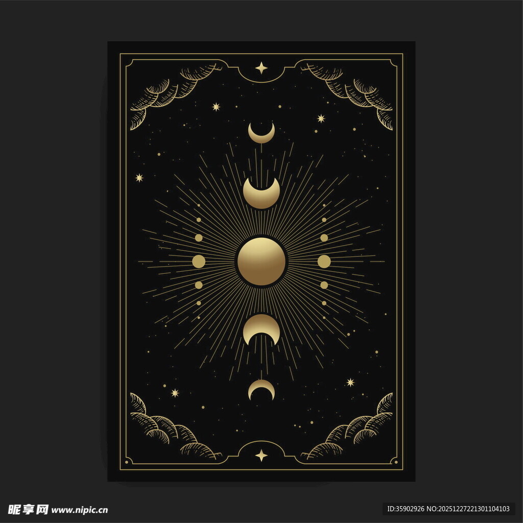 神秘月相塔罗牌图案设计