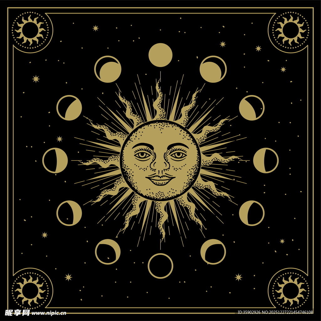 太阳月亮神秘占星图案