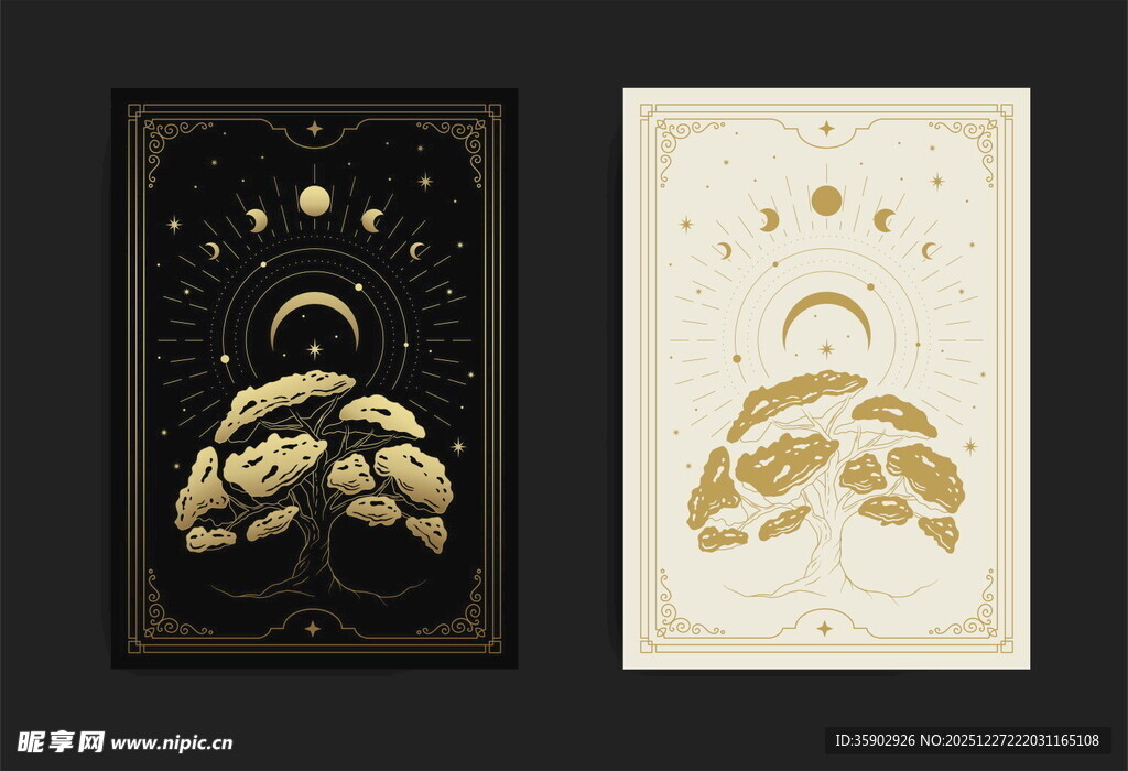 复古神秘风格肺部艺术插画