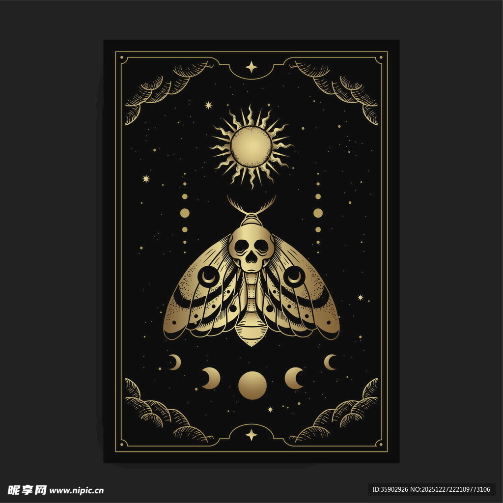 神秘金黑风格塔罗牌图案