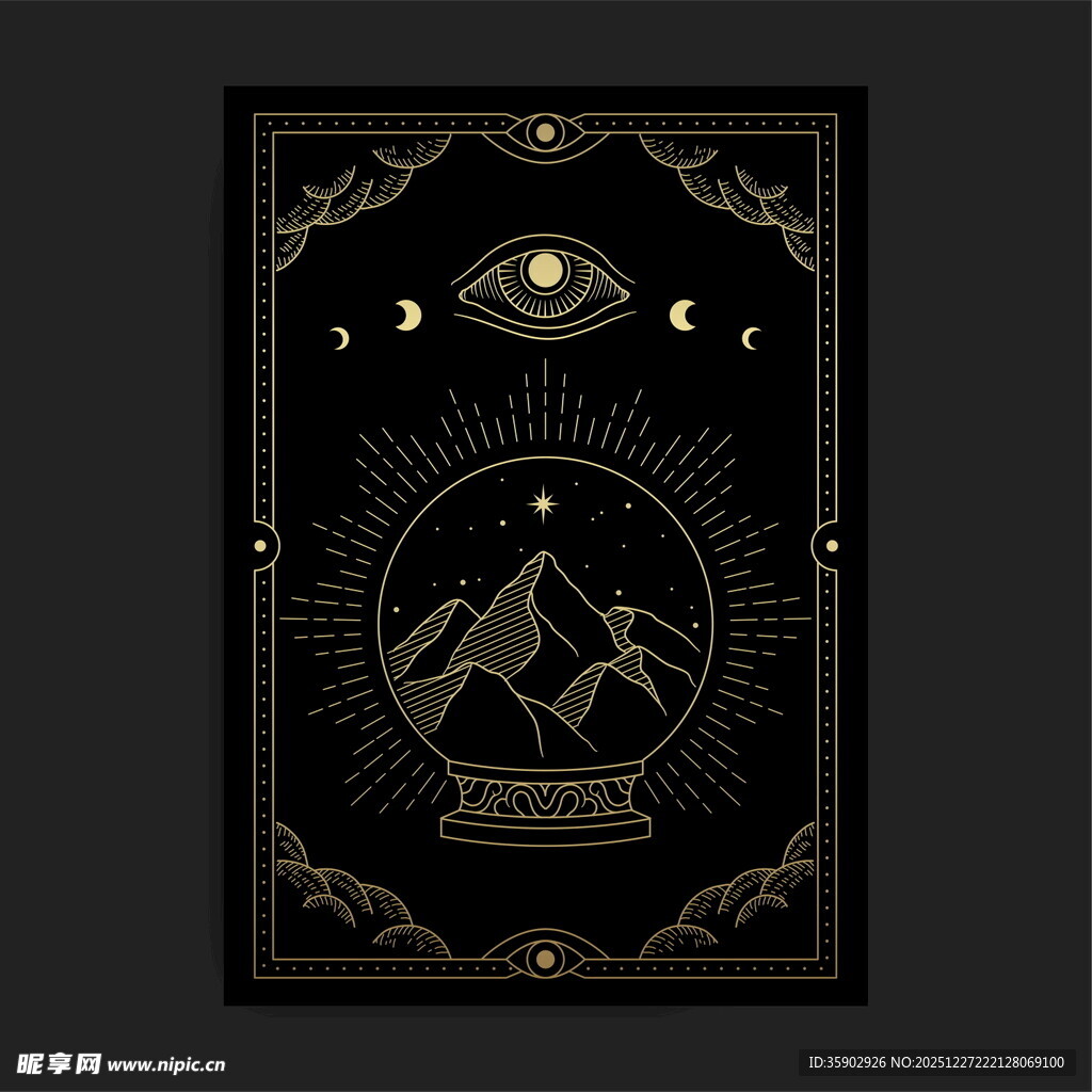 神秘塔罗风黑金魔法图案