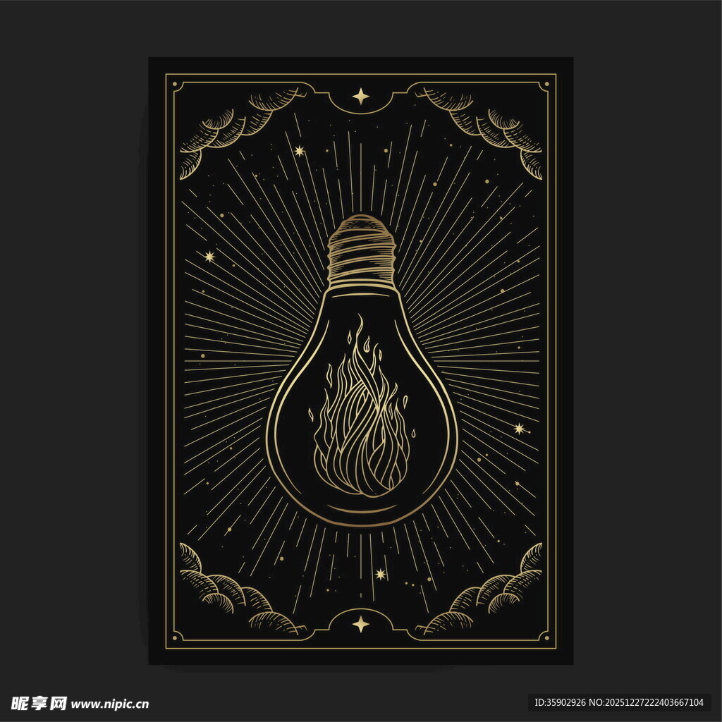 复古风格灯泡装饰艺术图