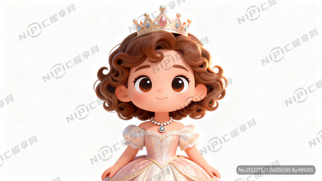 卡通卷发小公主  大眼睛 项链