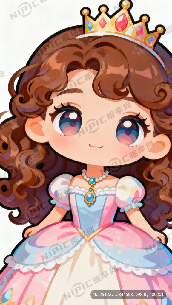 卡通卷发小公主  大眼睛 项链