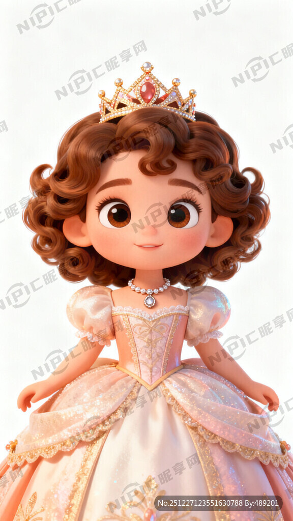 卡通卷发小公主  大眼睛 项链