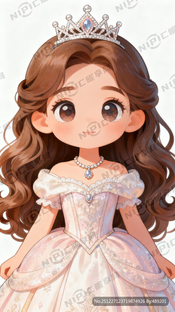 卡通长卷发小公主  大眼睛