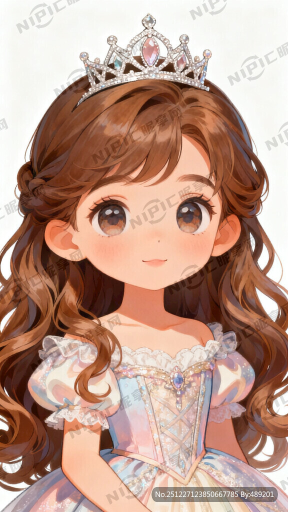 唯美卡通长卷发小公主  大眼睛