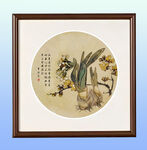 中式水仙图挂画