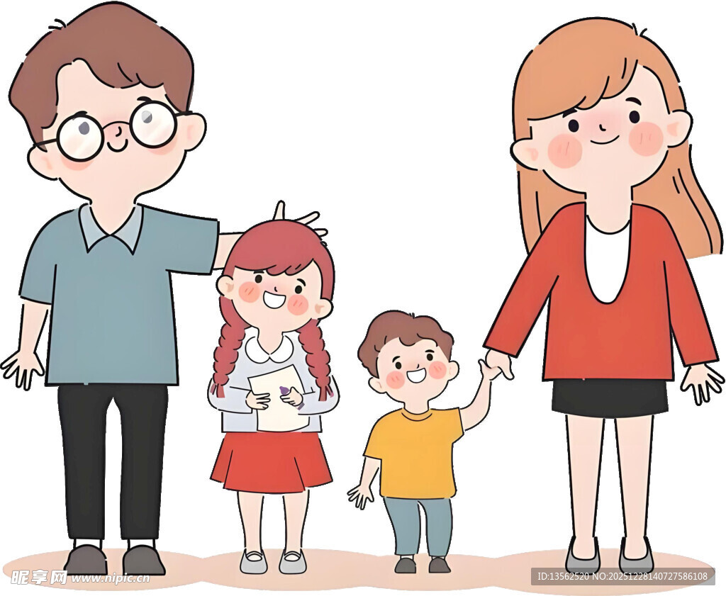 幸福的一家四口温馨时刻