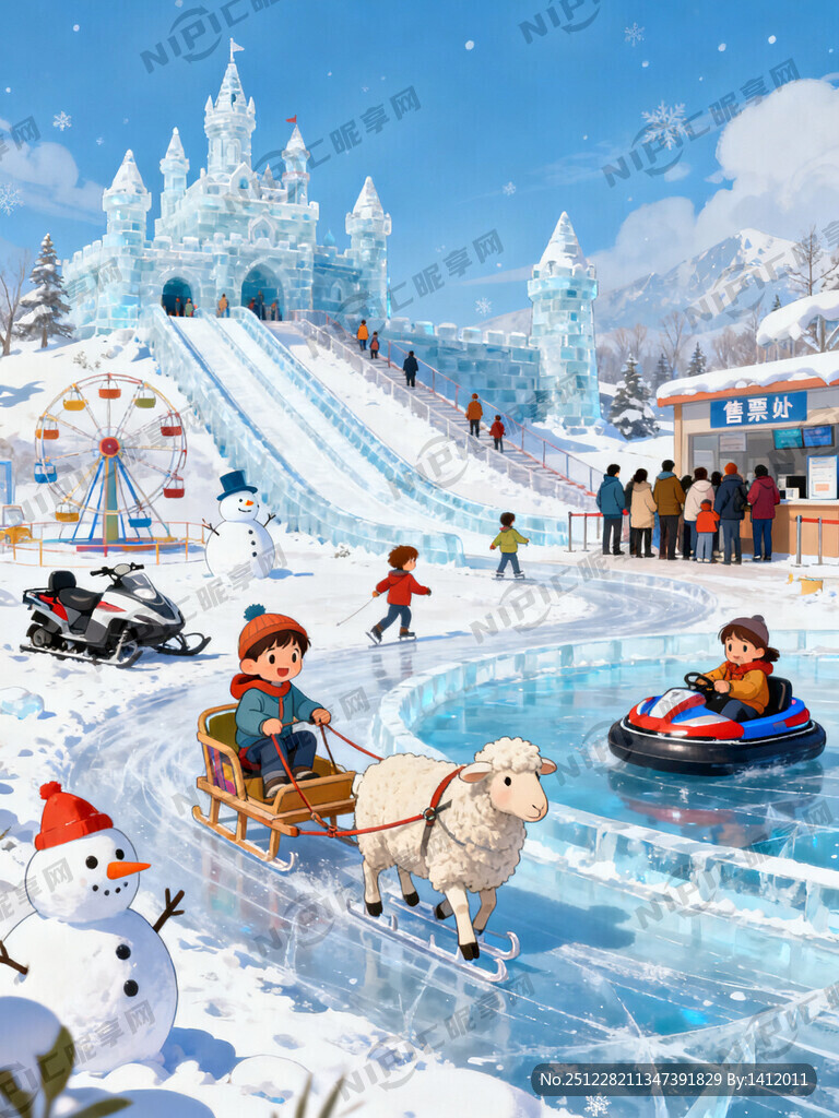 画面描述：广角、大气、儿童、羊