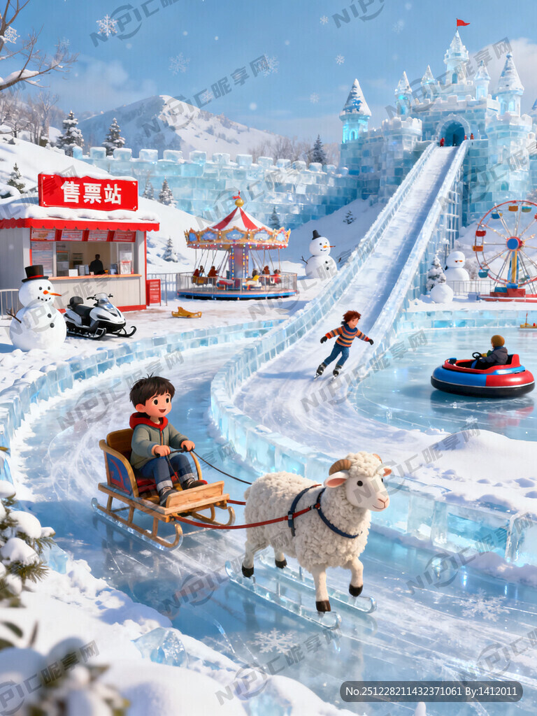 画面描述：广角、大气、儿童、羊