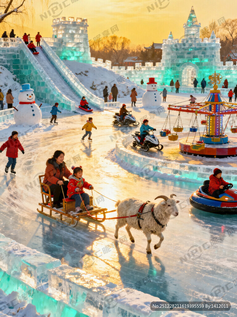 画面描述：广角、大气、儿童、羊