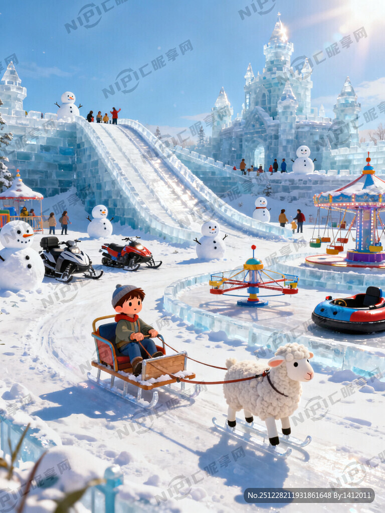 画面描述：广角、大气、儿童、羊