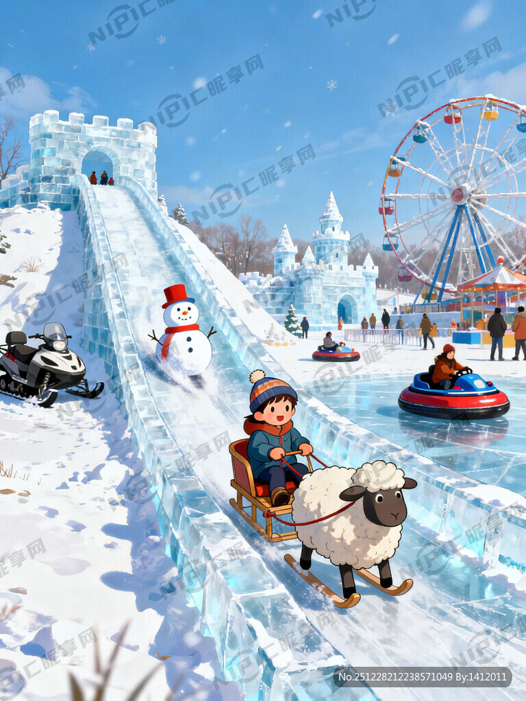 画面描述：广角、大气、儿童、羊