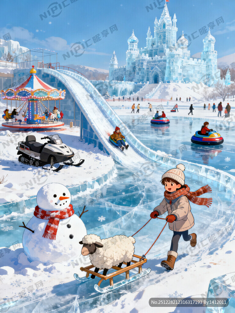 画面描述：广角、大气、儿童、羊