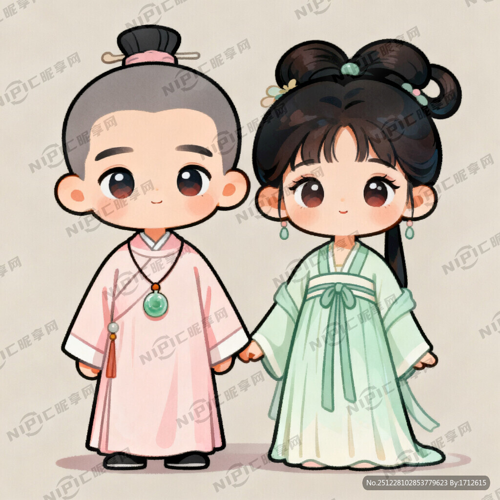 卡通 贾宝玉 林黛玉 Q版