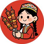 新疆古丽烧烤女孩手持烤肉串