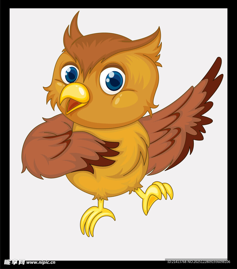 可爱卡通猫头鹰展翅形象