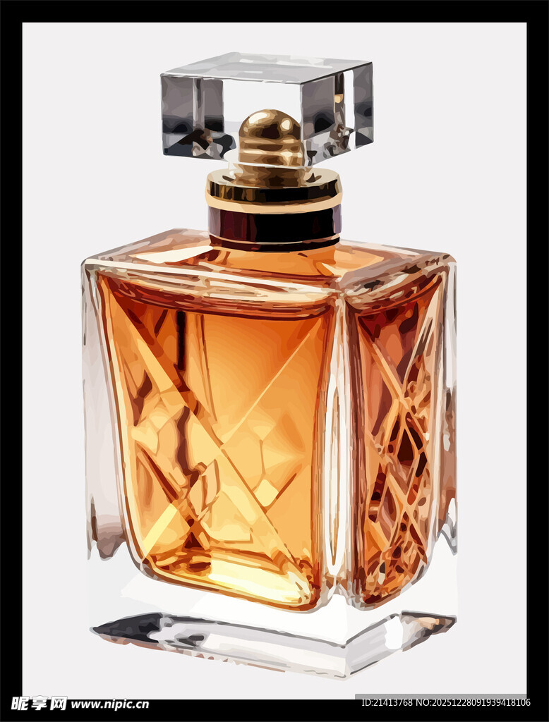 奢华方形香水瓶特写