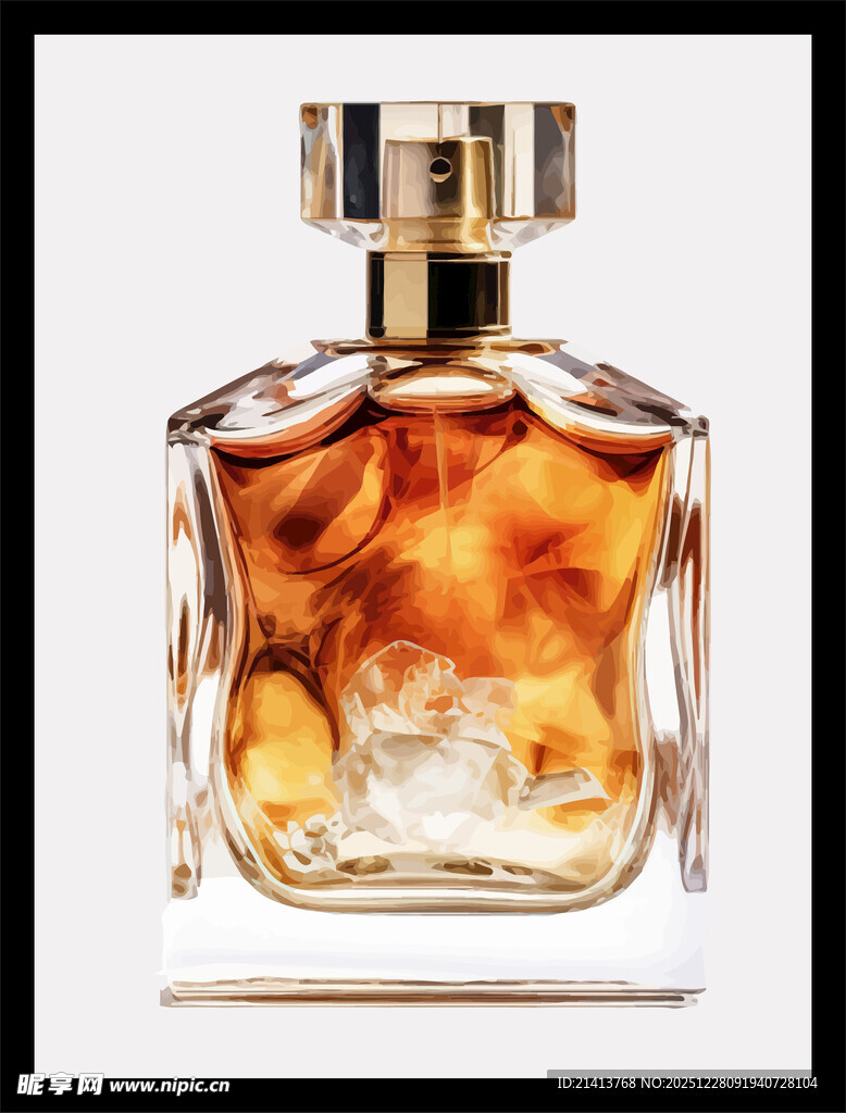 奢华方形香水瓶特写