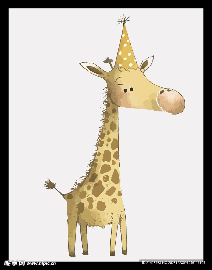 可爱卡通长颈鹿插画