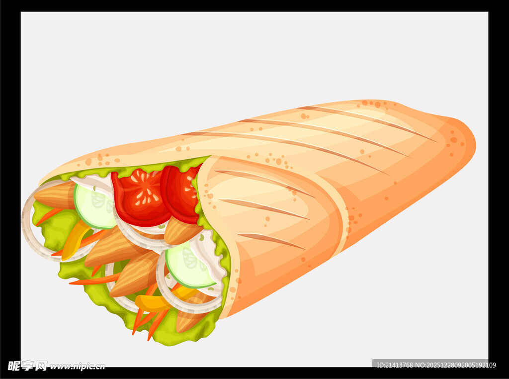 美味鸡肉卷插画