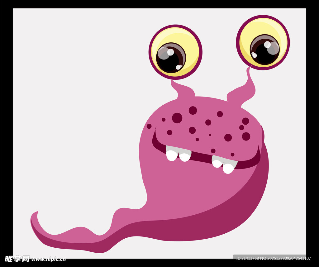 可爱粉色大眼小怪物