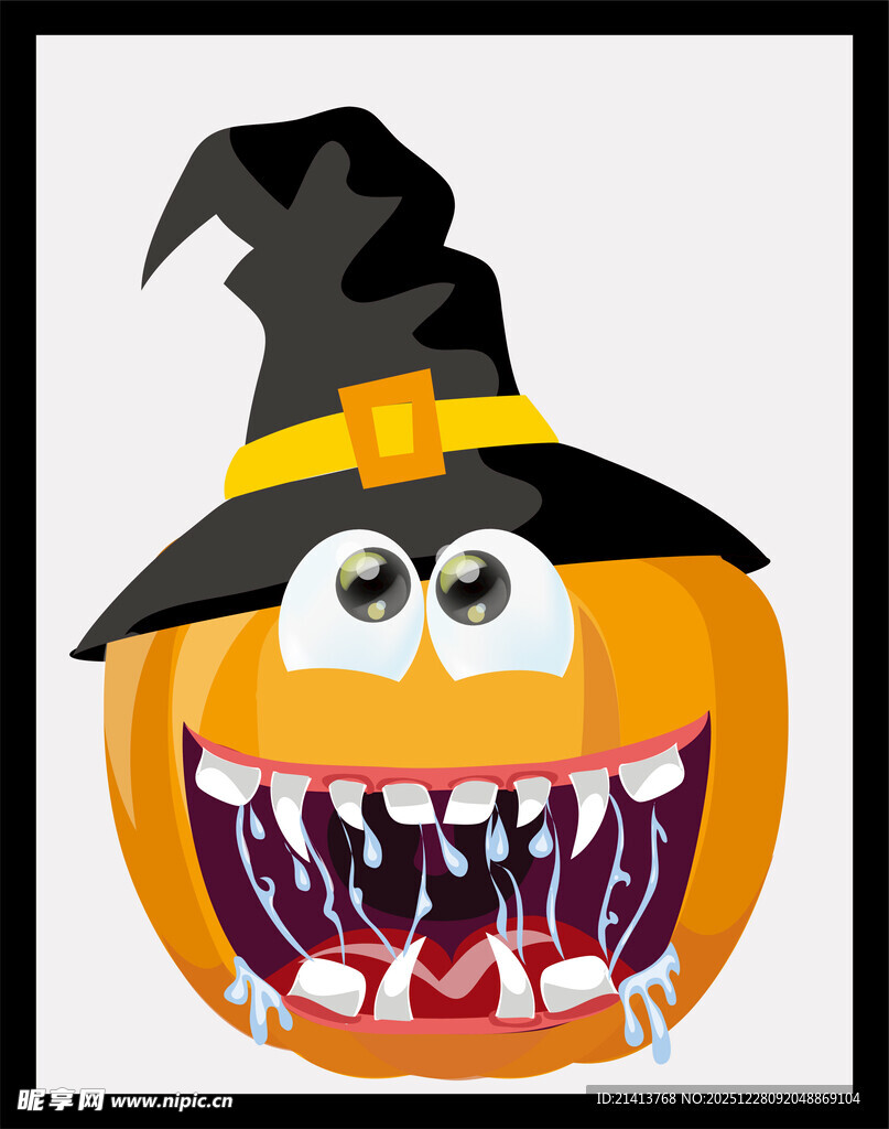 南瓜头女巫帽万圣节形象