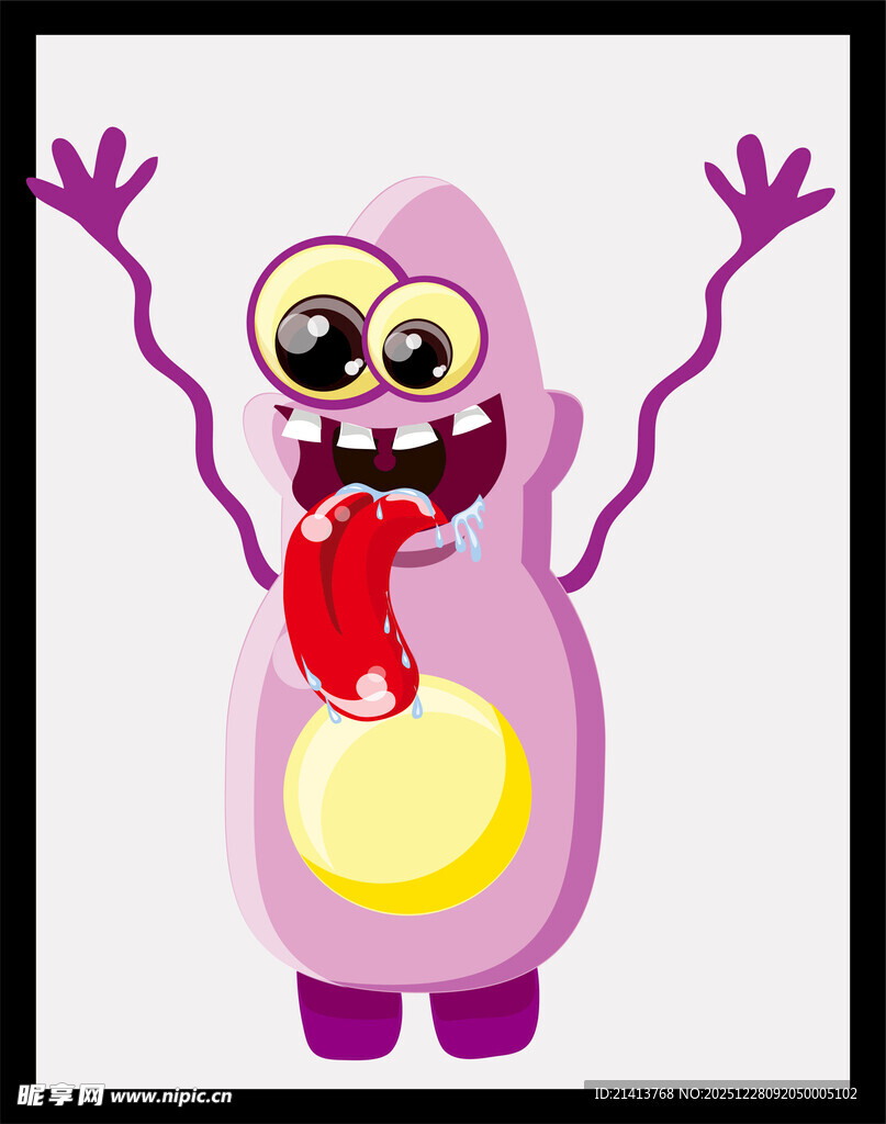 紫色搞怪卡通怪物