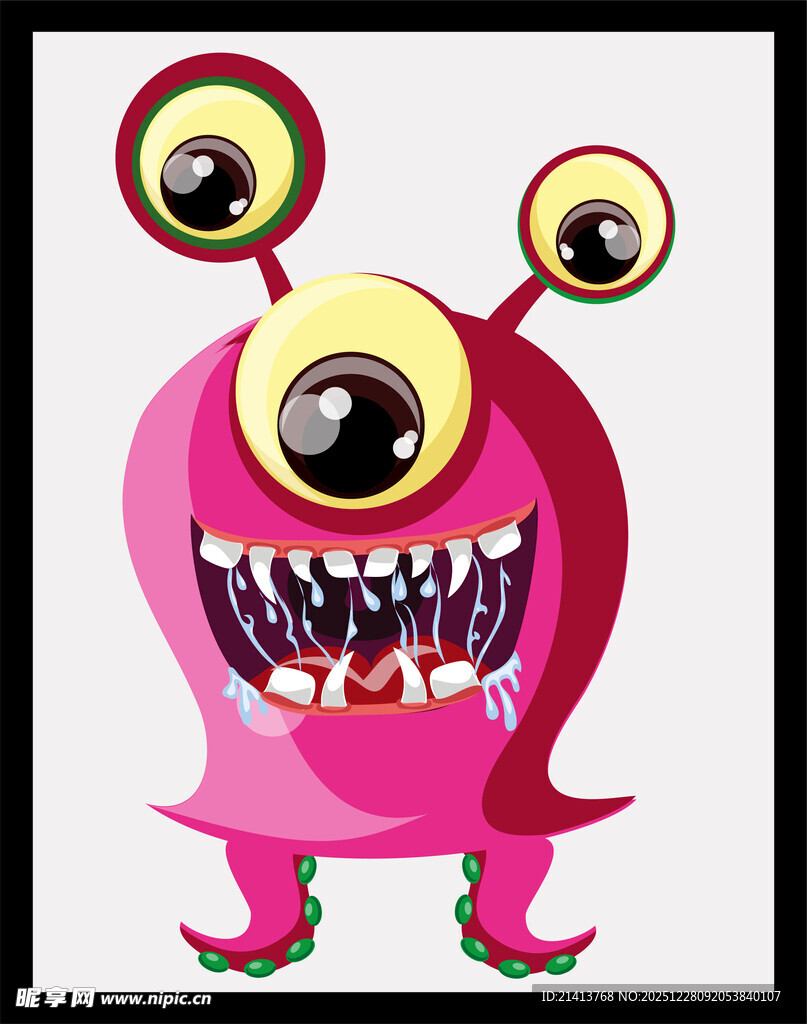 粉色大眼搞怪小怪兽