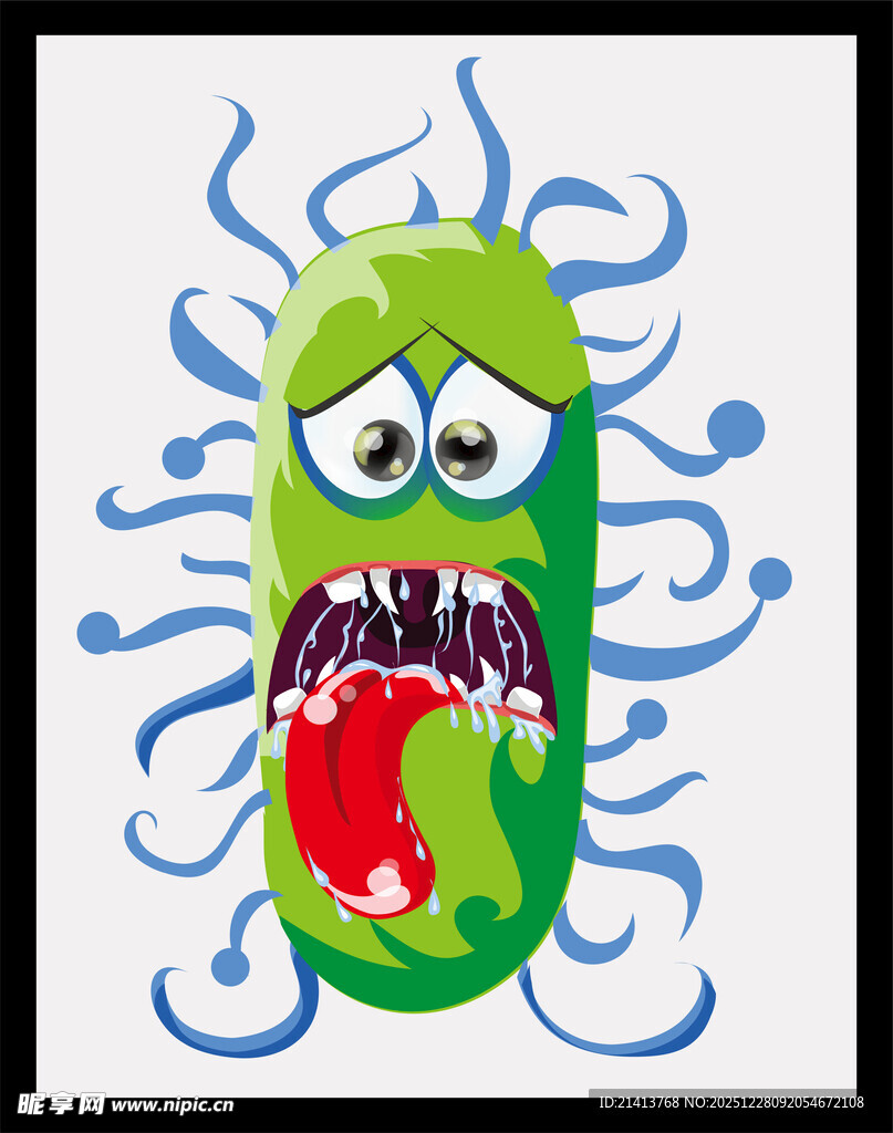 愤怒的卡通细菌形象