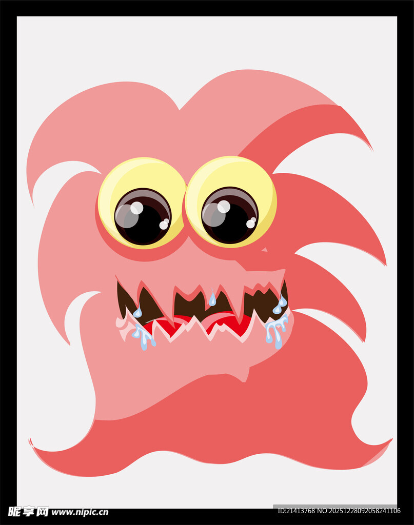 粉色大眼搞怪小怪物