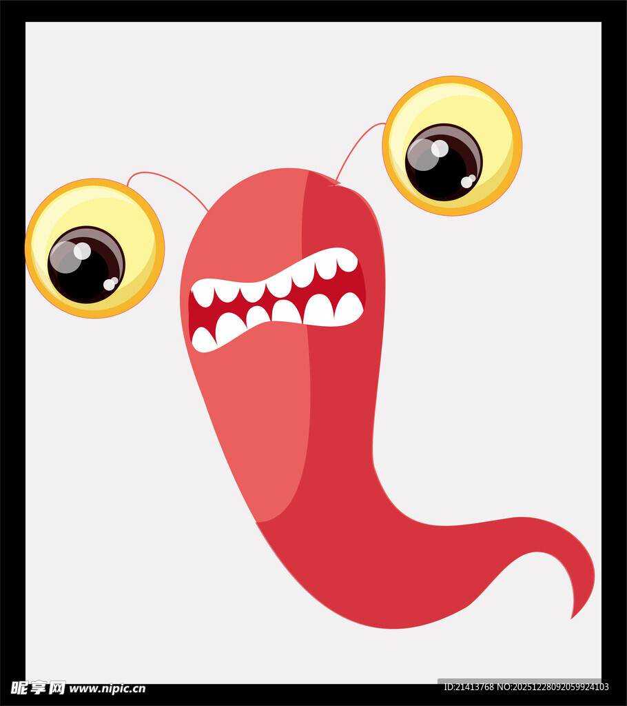 红色长形卡通怪物形象